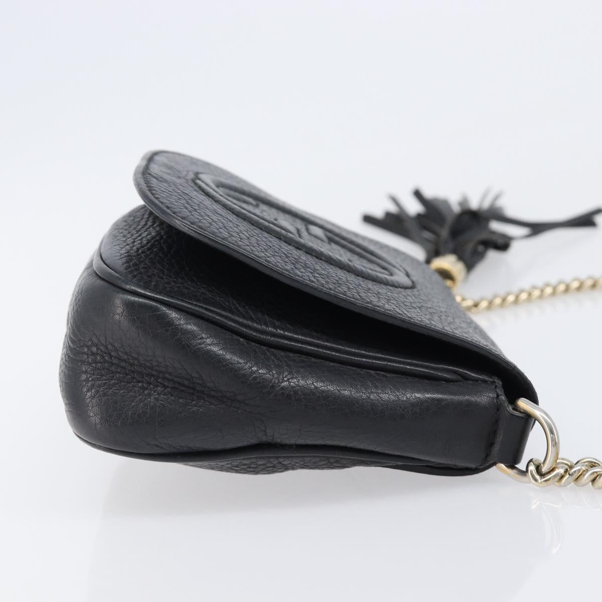 GUCCI Soho Chain Shoulder Bag Leather Black Gold 323190 Auth 203892A