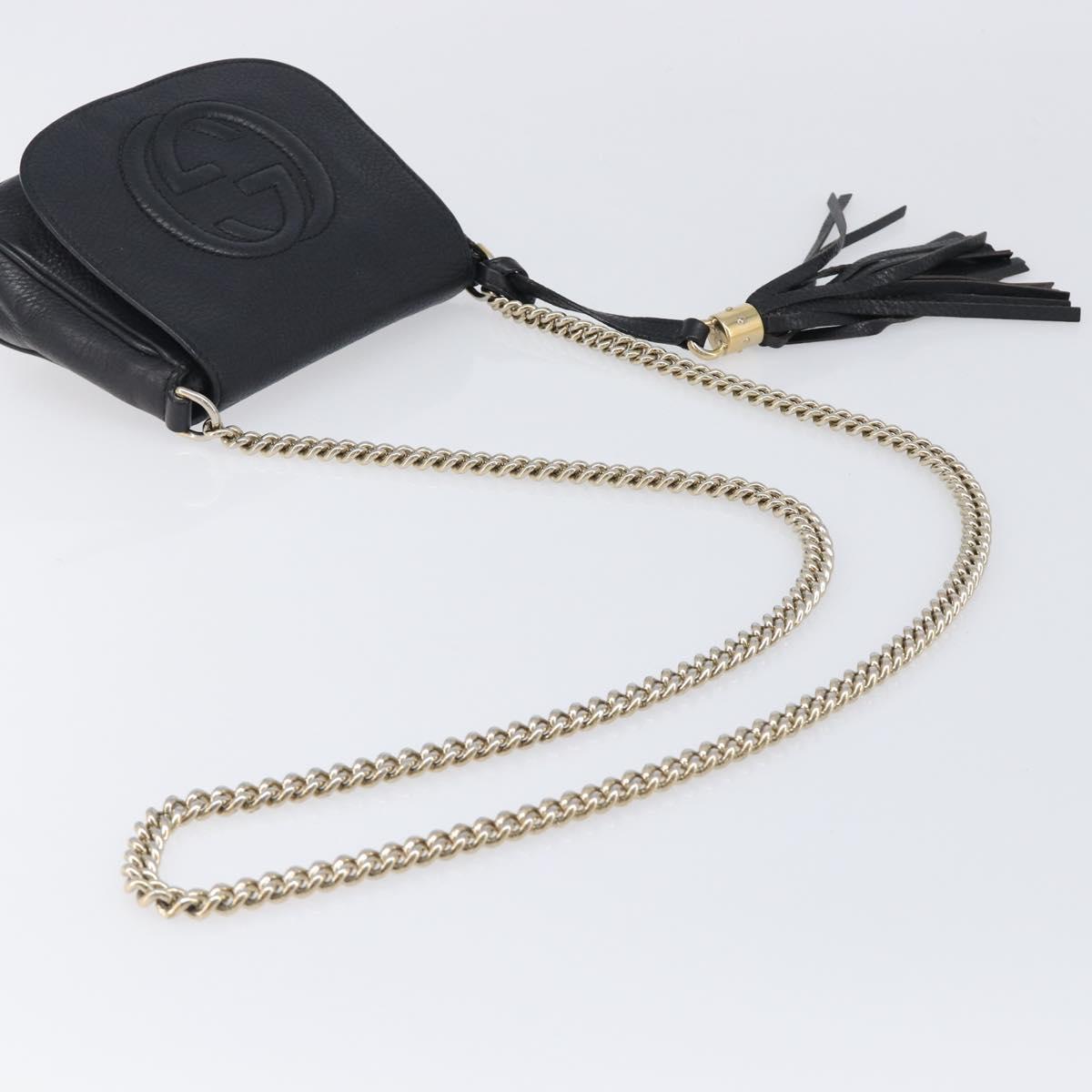 GUCCI Soho Chain Shoulder Bag Leather Black Gold 323190 Auth 203892A