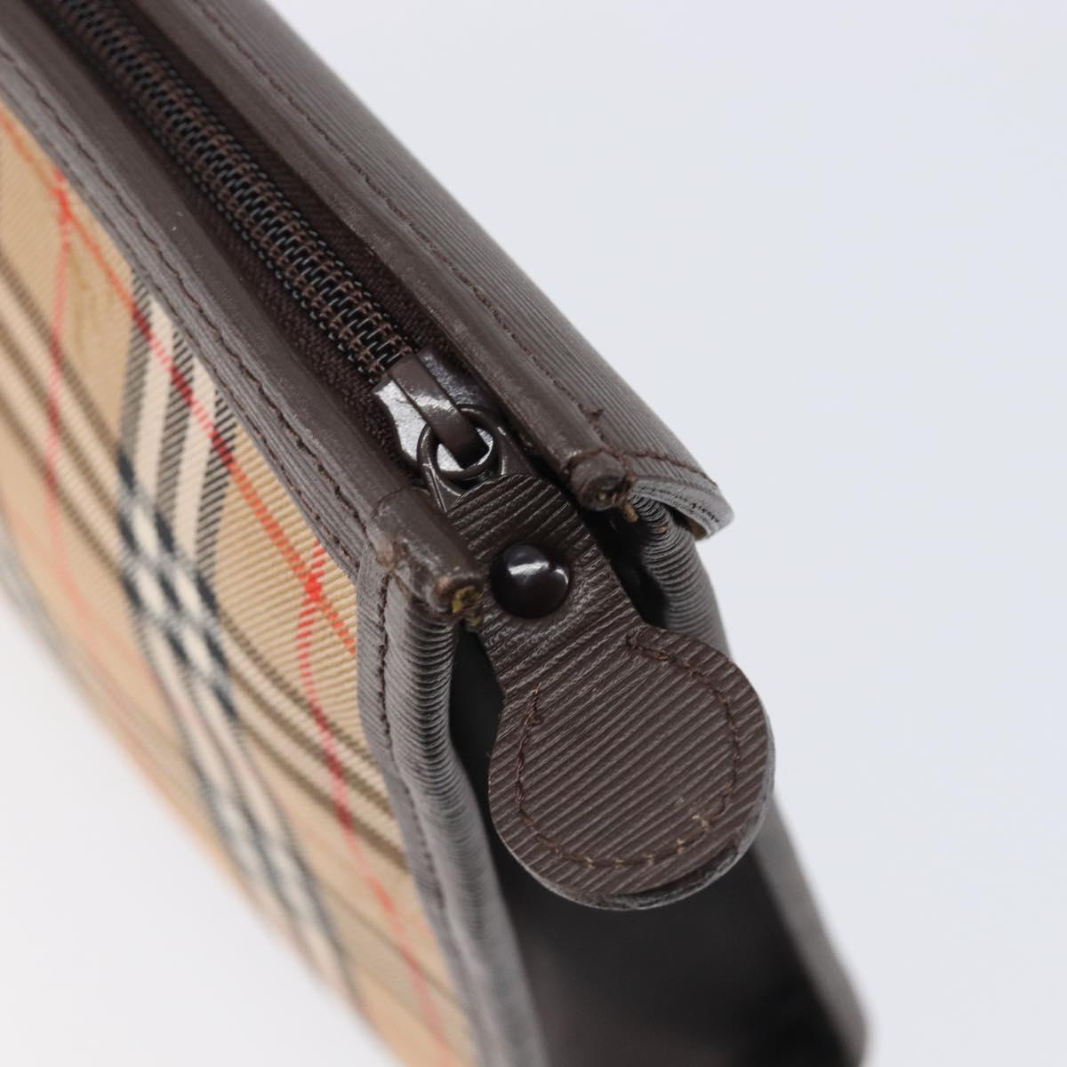 Burberrys Nova Check Clutch Bag Canvas Beige Gold Auth 203893A