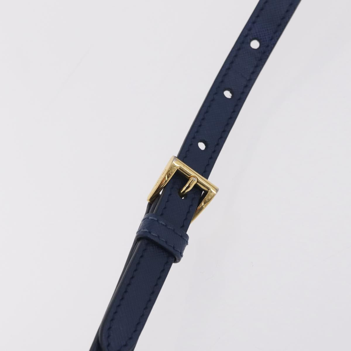 PRADA Galleria Hand Bag Saffiano 2way Blue Gold Auth 203895A