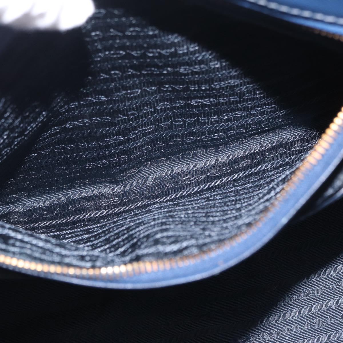 PRADA Galleria Hand Bag Saffiano 2way Blue Gold Auth 203895A