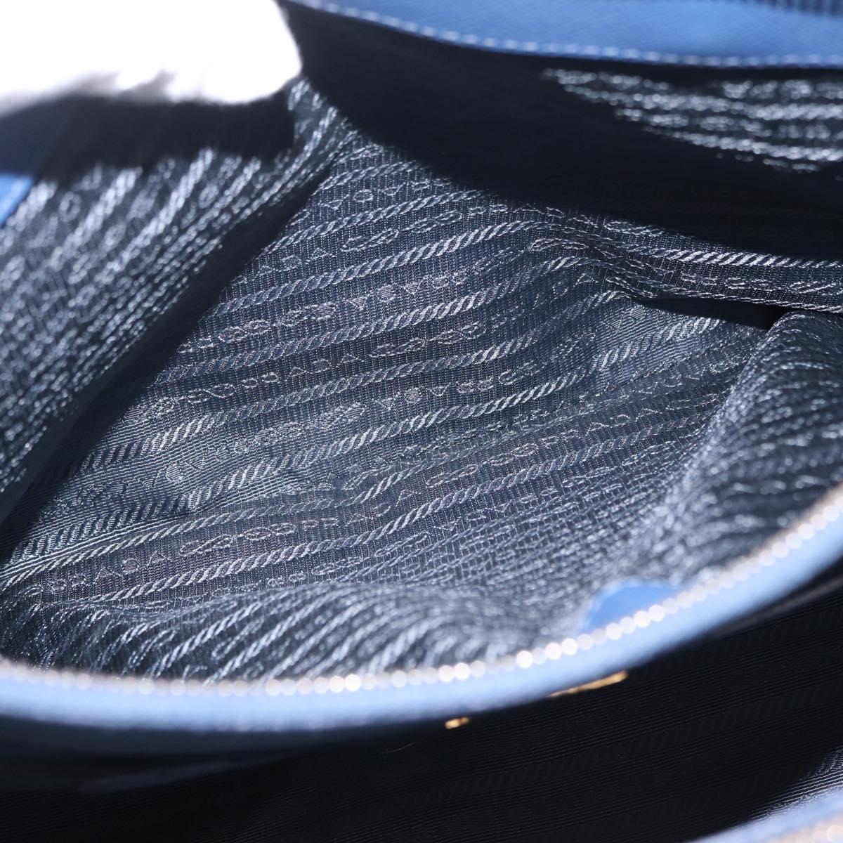PRADA Galleria Hand Bag Saffiano 2way Blue Gold Auth 203895A