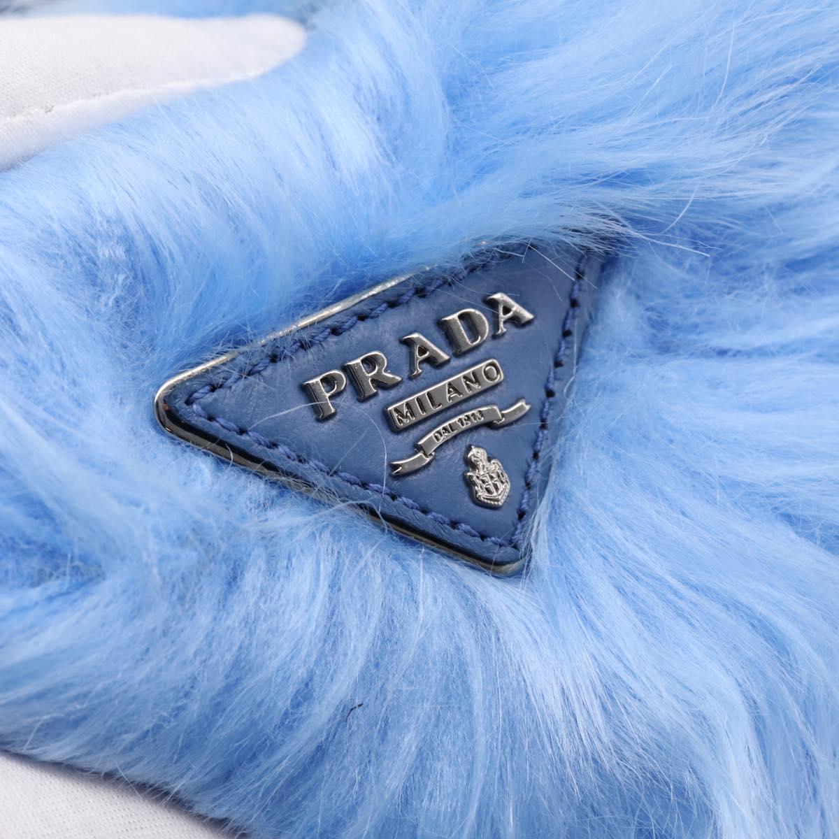 PRADA Clutch Bag Polyester Blue Silver Auth 203896V