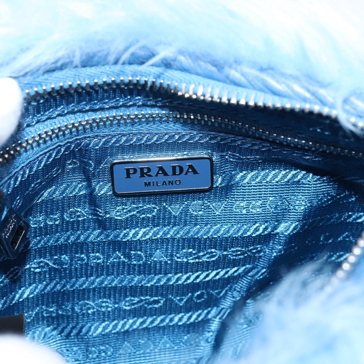 PRADA Clutch Bag Polyester Blue Silver Auth 203896V