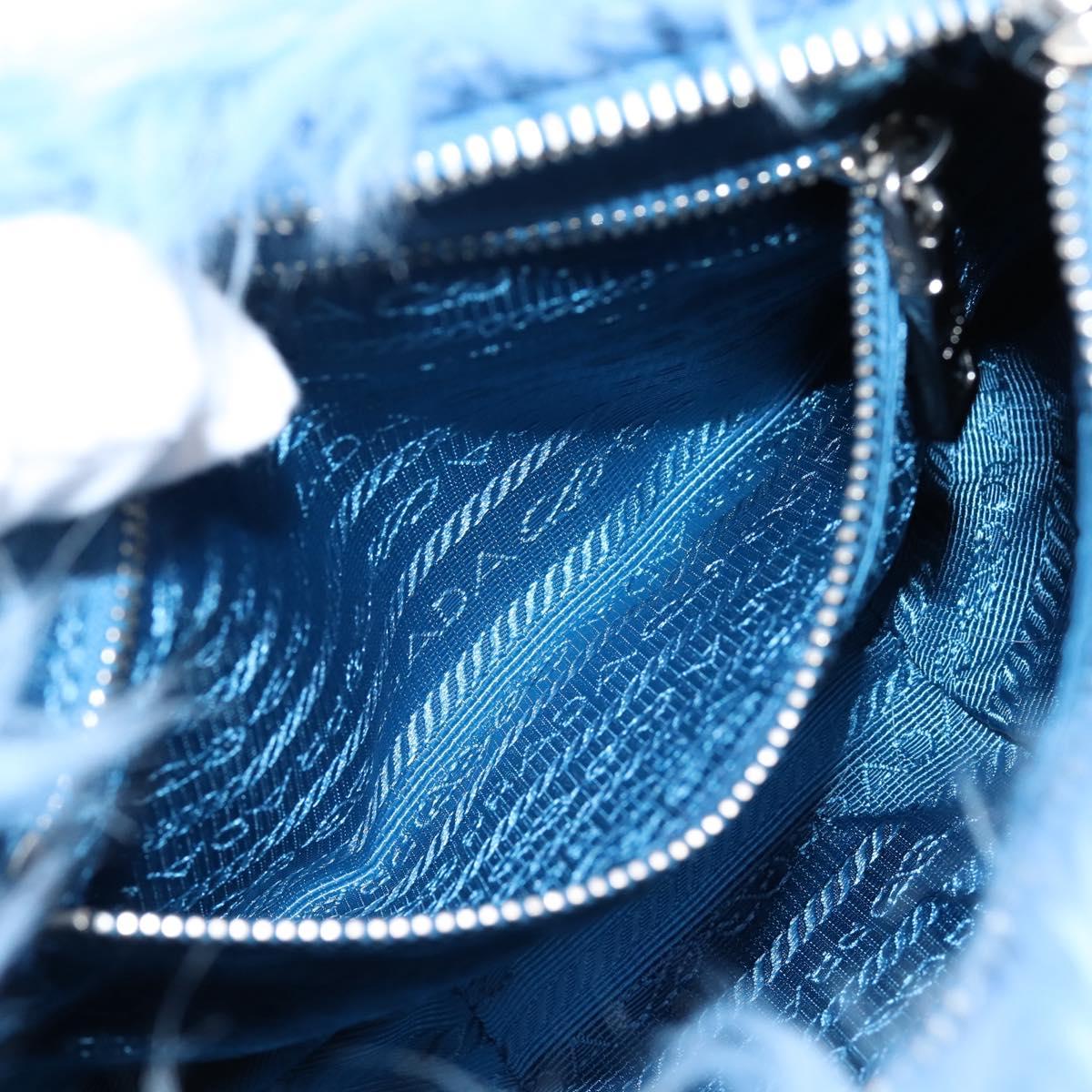 PRADA Clutch Bag Polyester Blue Silver Auth 203896V
