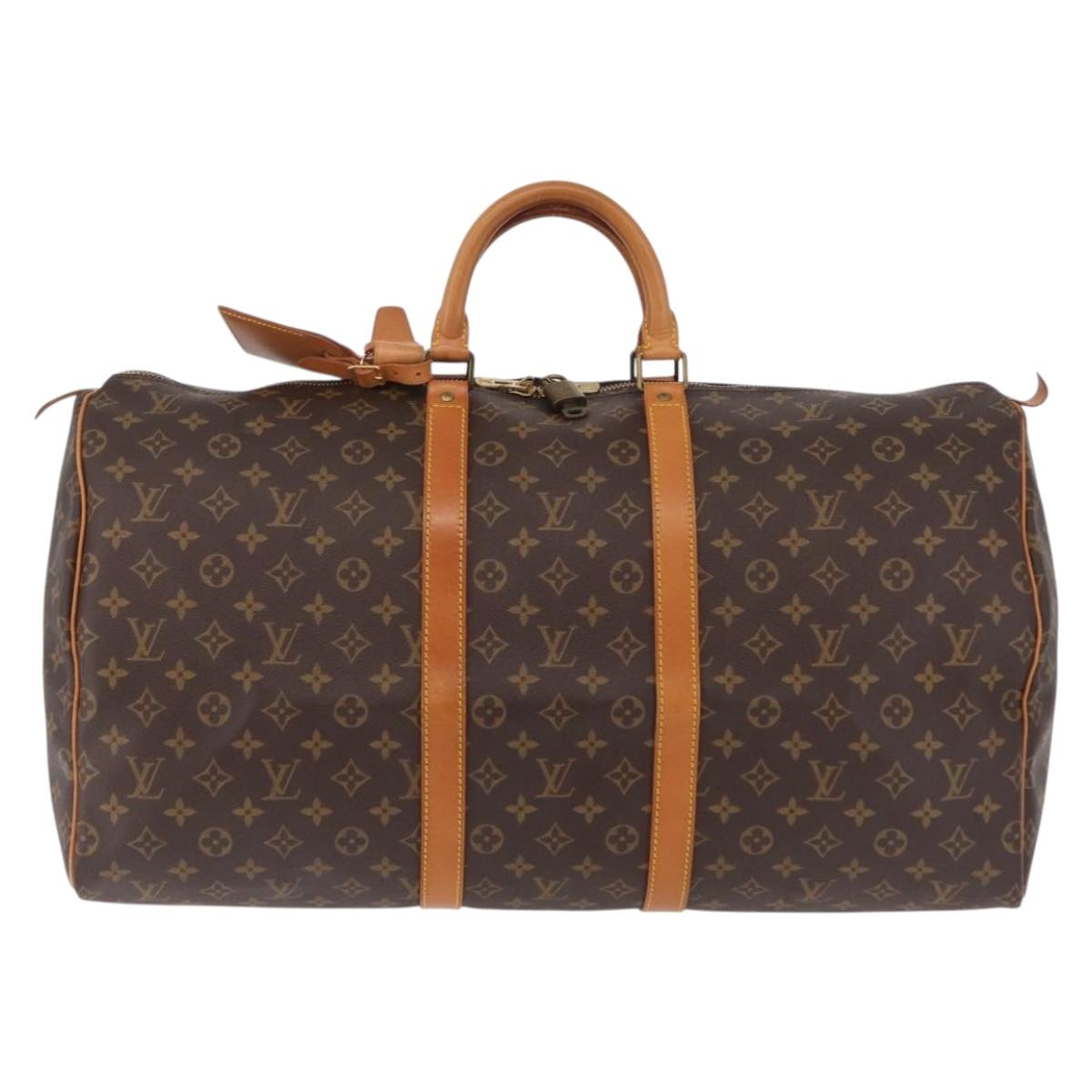 LOUIS VUITTON Monogram Keepall 55 Boston Bag M41424 LV Auth 203905V