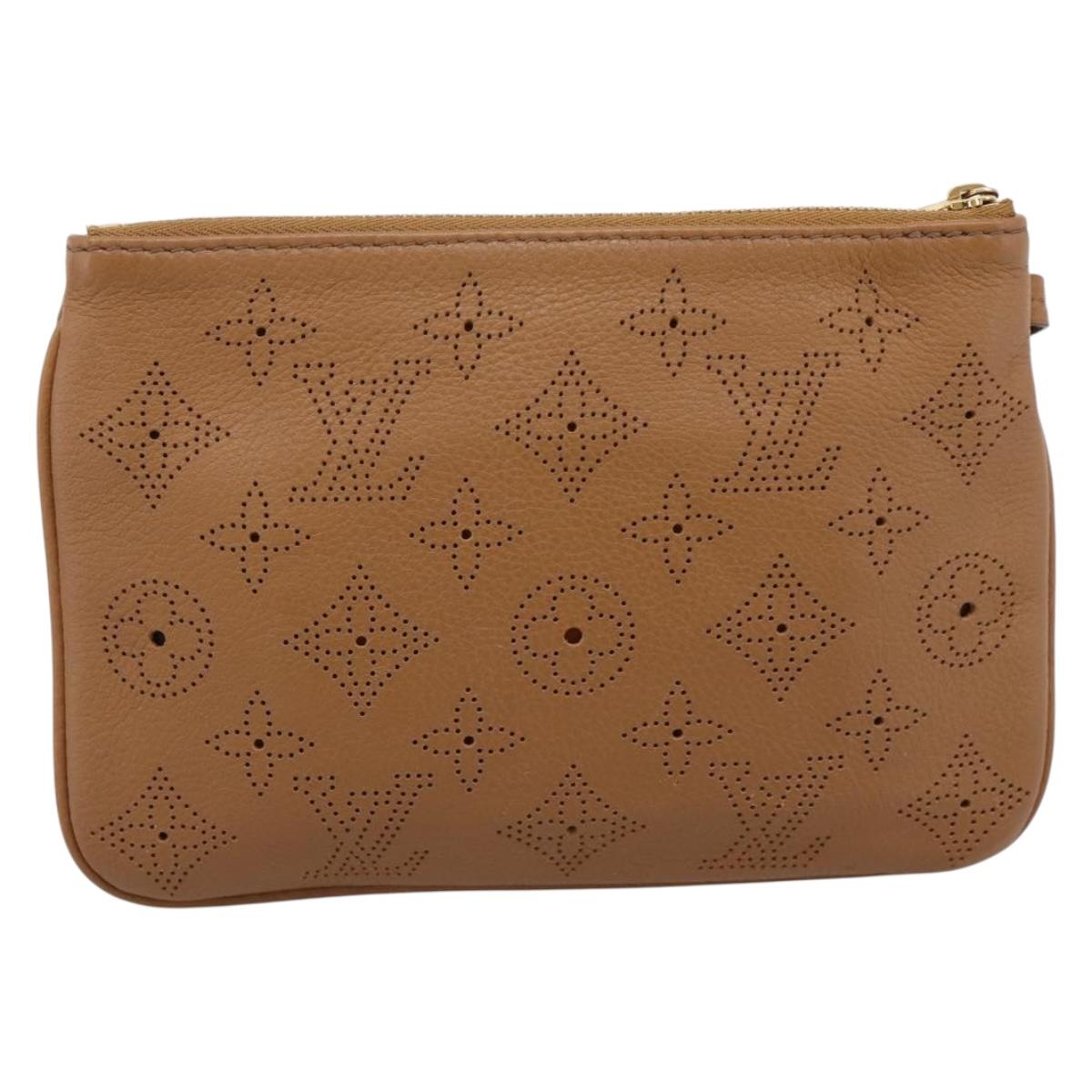 LOUIS VUITTON Mahina Selene PM Pouch Leather Caramel LV Auth 203909V