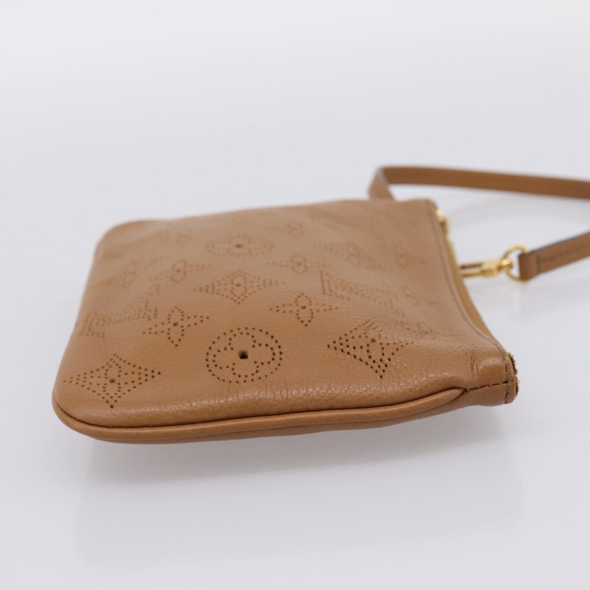 LOUIS VUITTON Mahina Selene PM Pouch Leather Caramel LV Auth 203909V