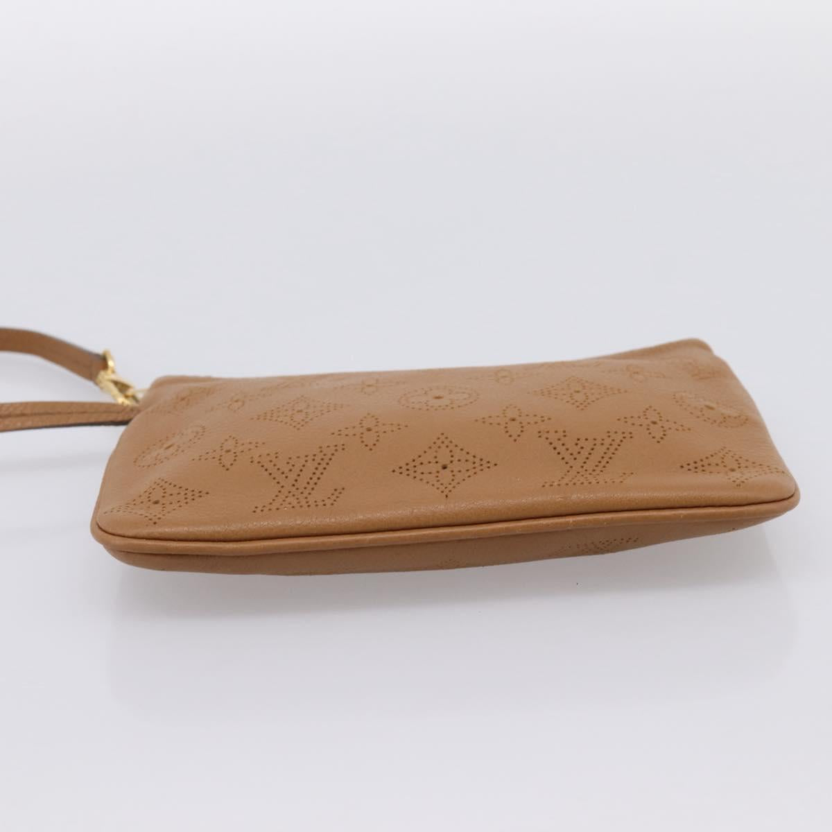LOUIS VUITTON Mahina Selene PM Pouch Leather Caramel LV Auth 203909V