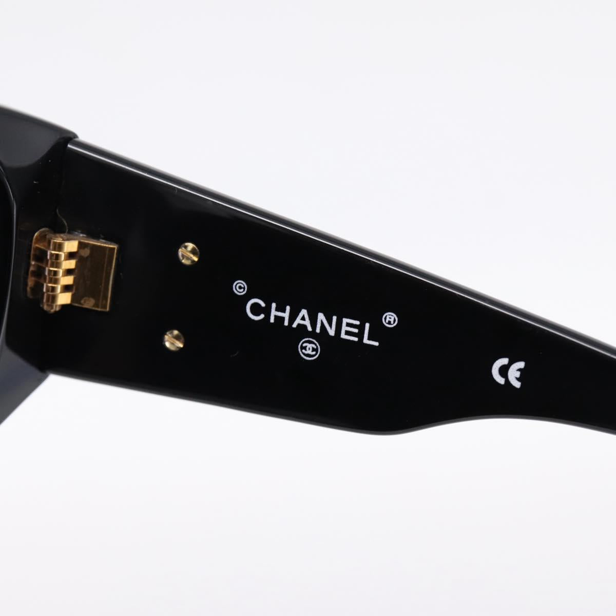 CHANEL Matelasse Sunglasses plastic Black CC Auth 203910