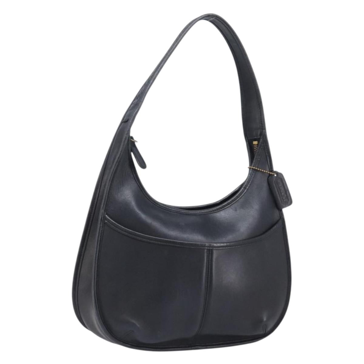 Coach Ergo Shoulder Bag Leather Black Gold Auth 203917A