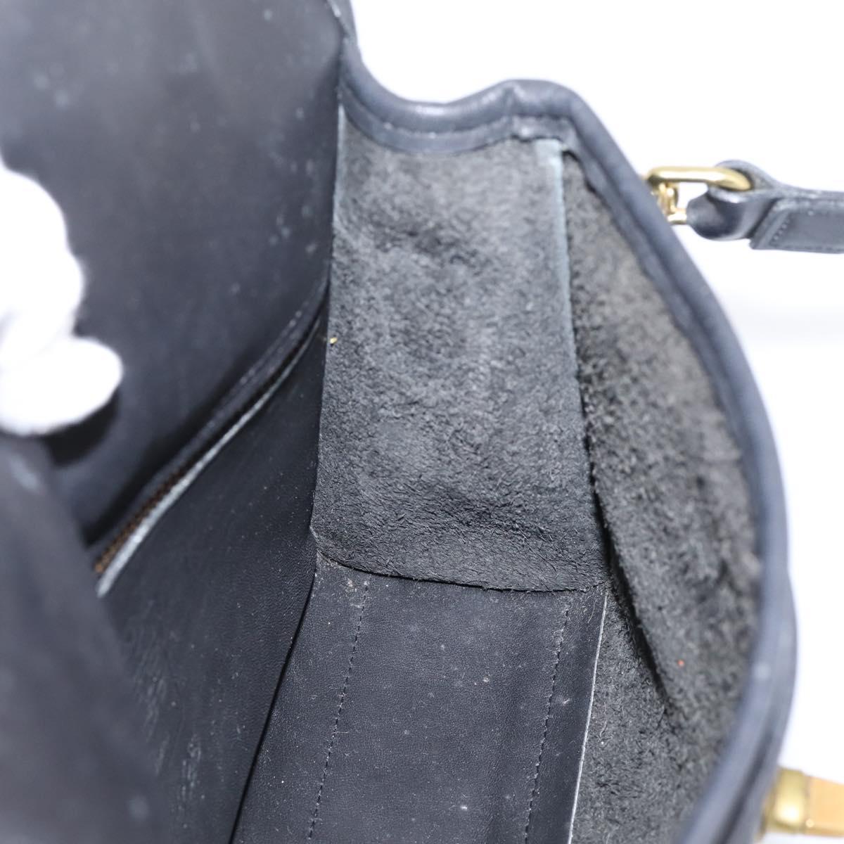 Coach Hand Bag Leather 2way Black Gold Auth 203933