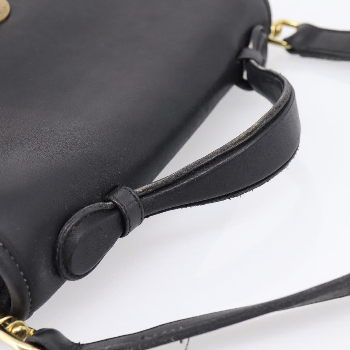 Coach Hand Bag Leather 2way Black Gold Auth 203933