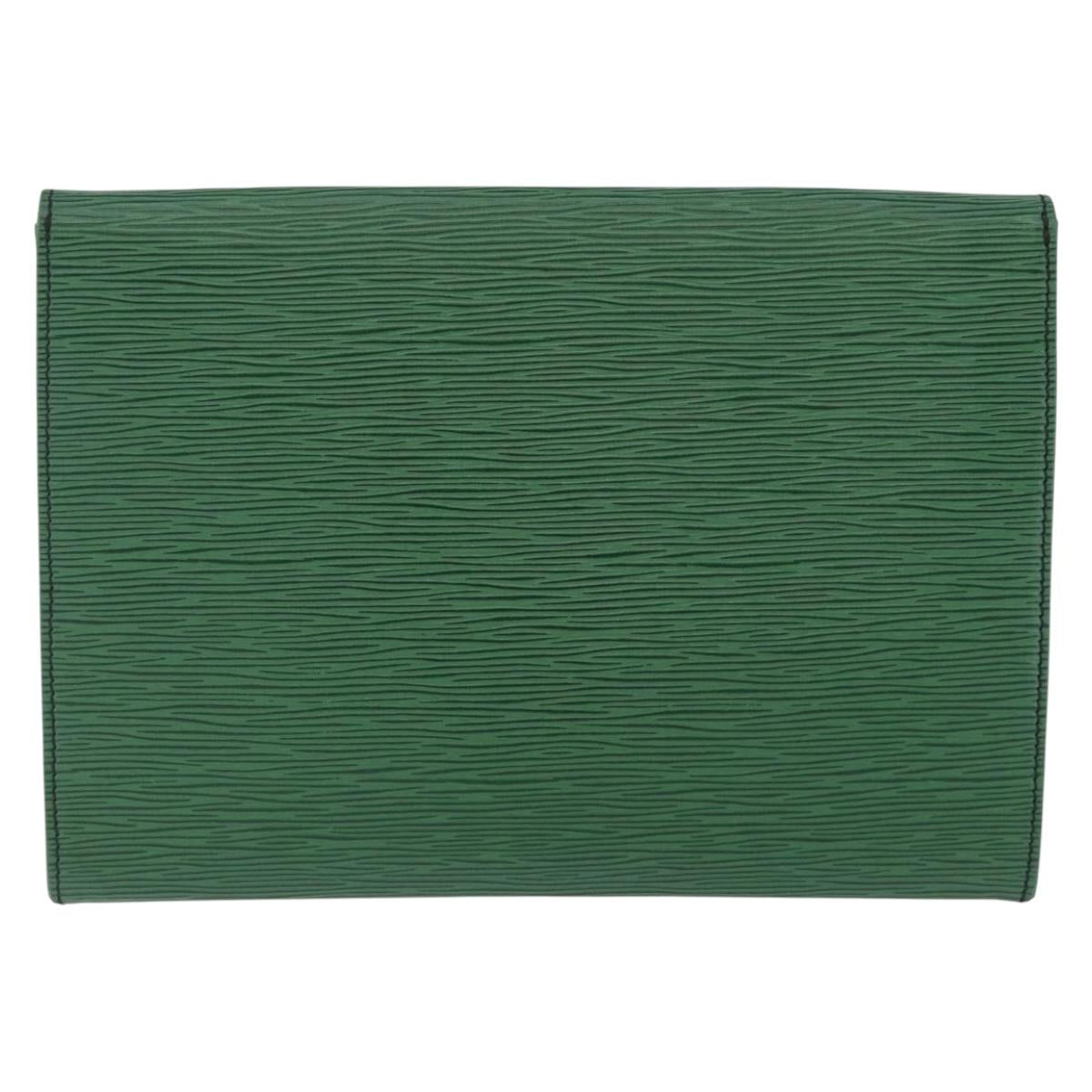LOUIS VUITTON Epi Jena Clutch Bag Green M52724 LV Auth 204030