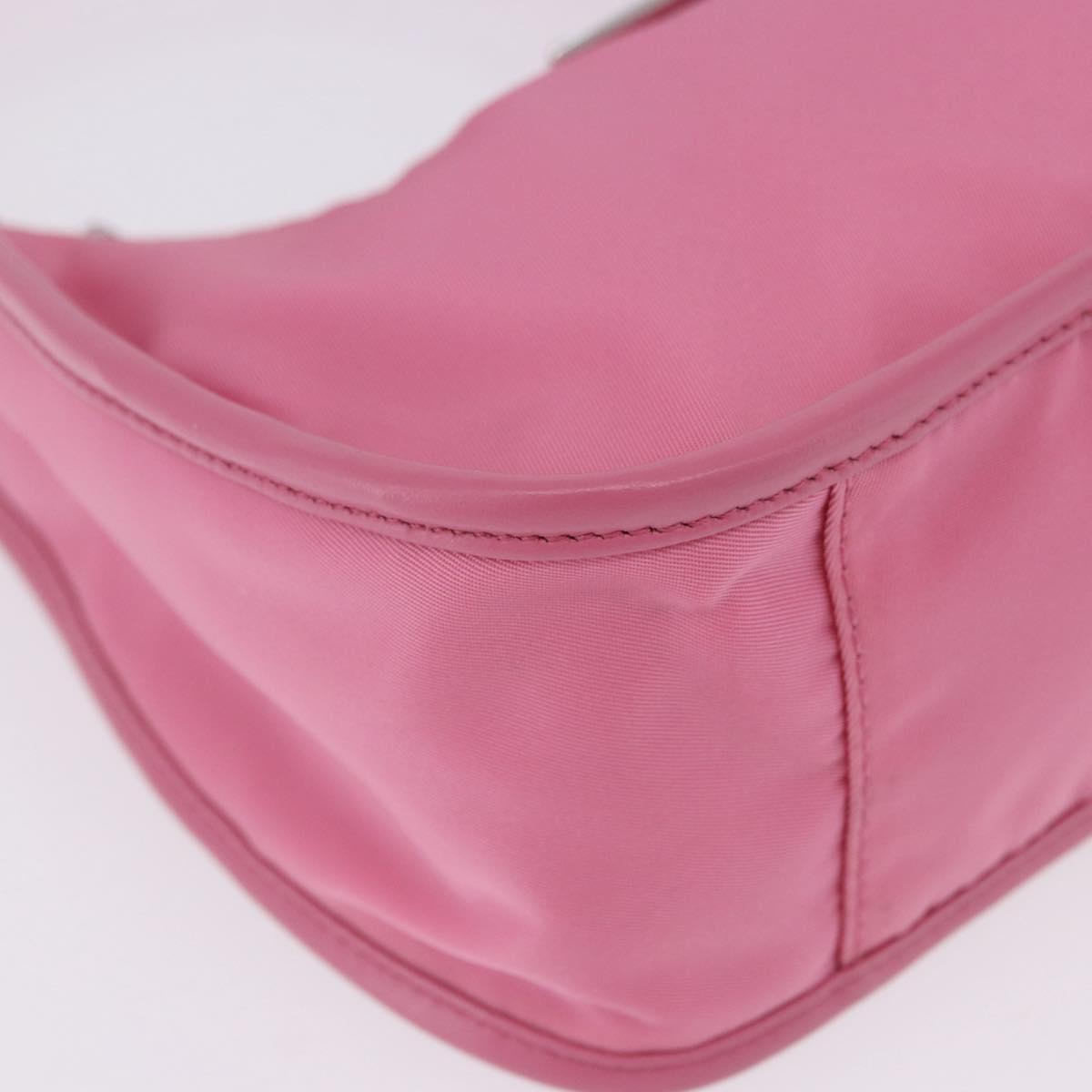 PRADA Hand Bag Nylon Pink Silver Auth 204035V