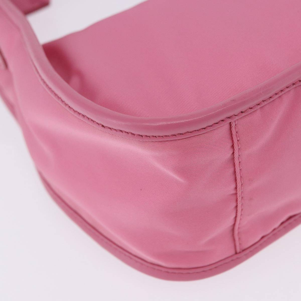 PRADA Hand Bag Nylon Pink Silver Auth 204035V