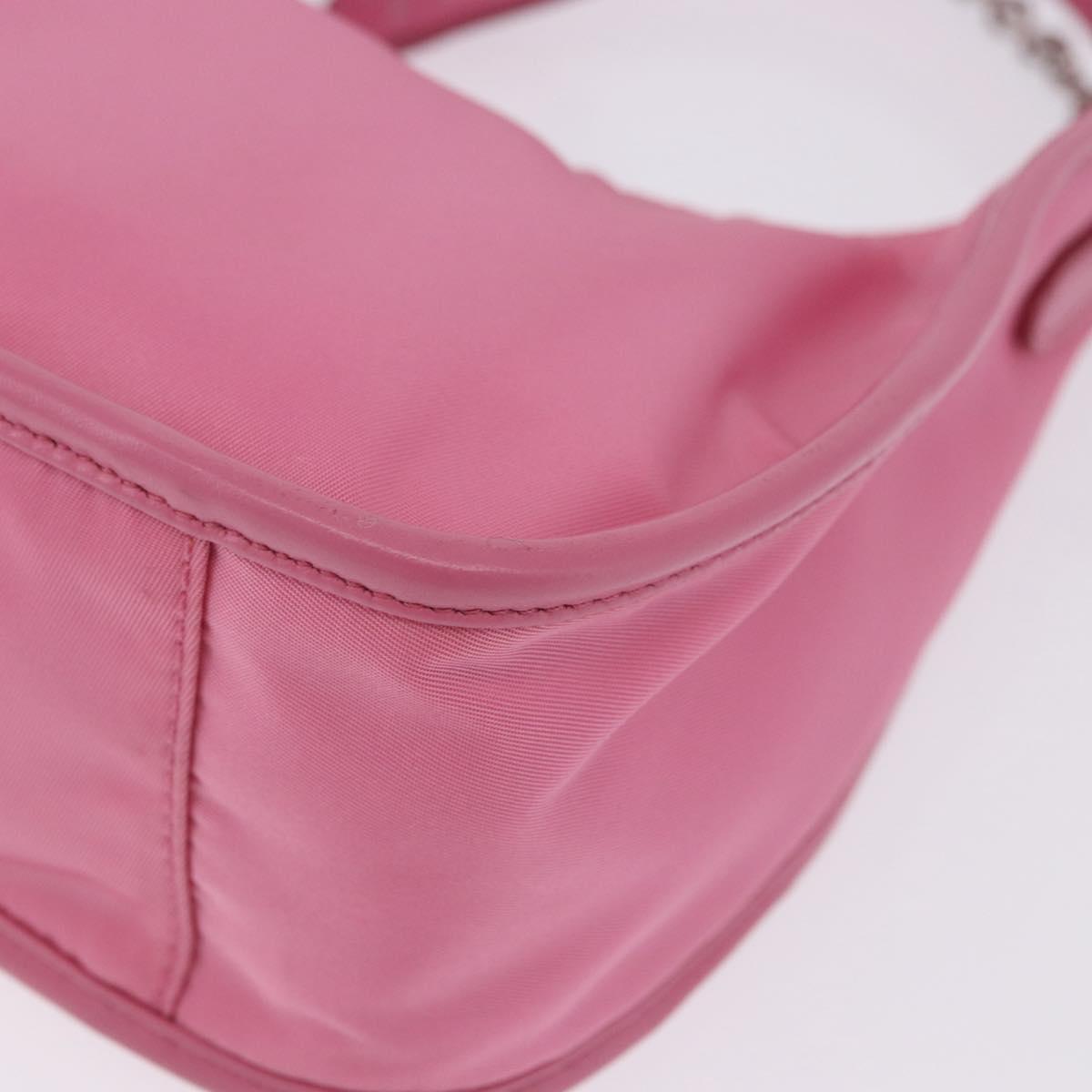 PRADA Hand Bag Nylon Pink Silver Auth 204035V