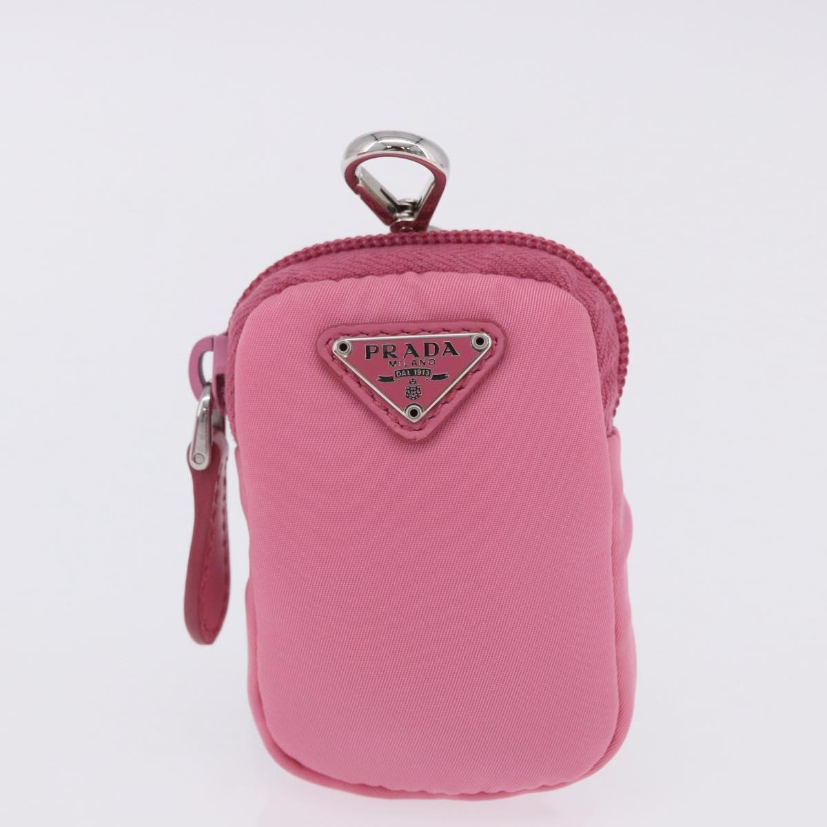 PRADA Hand Bag Nylon Pink Silver Auth 204035V