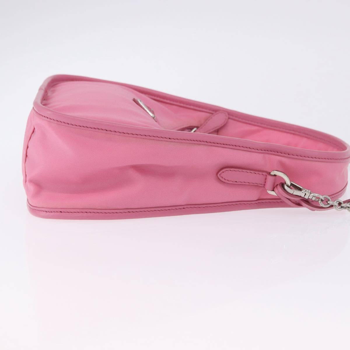 PRADA Hand Bag Nylon Pink Silver Auth 204035V