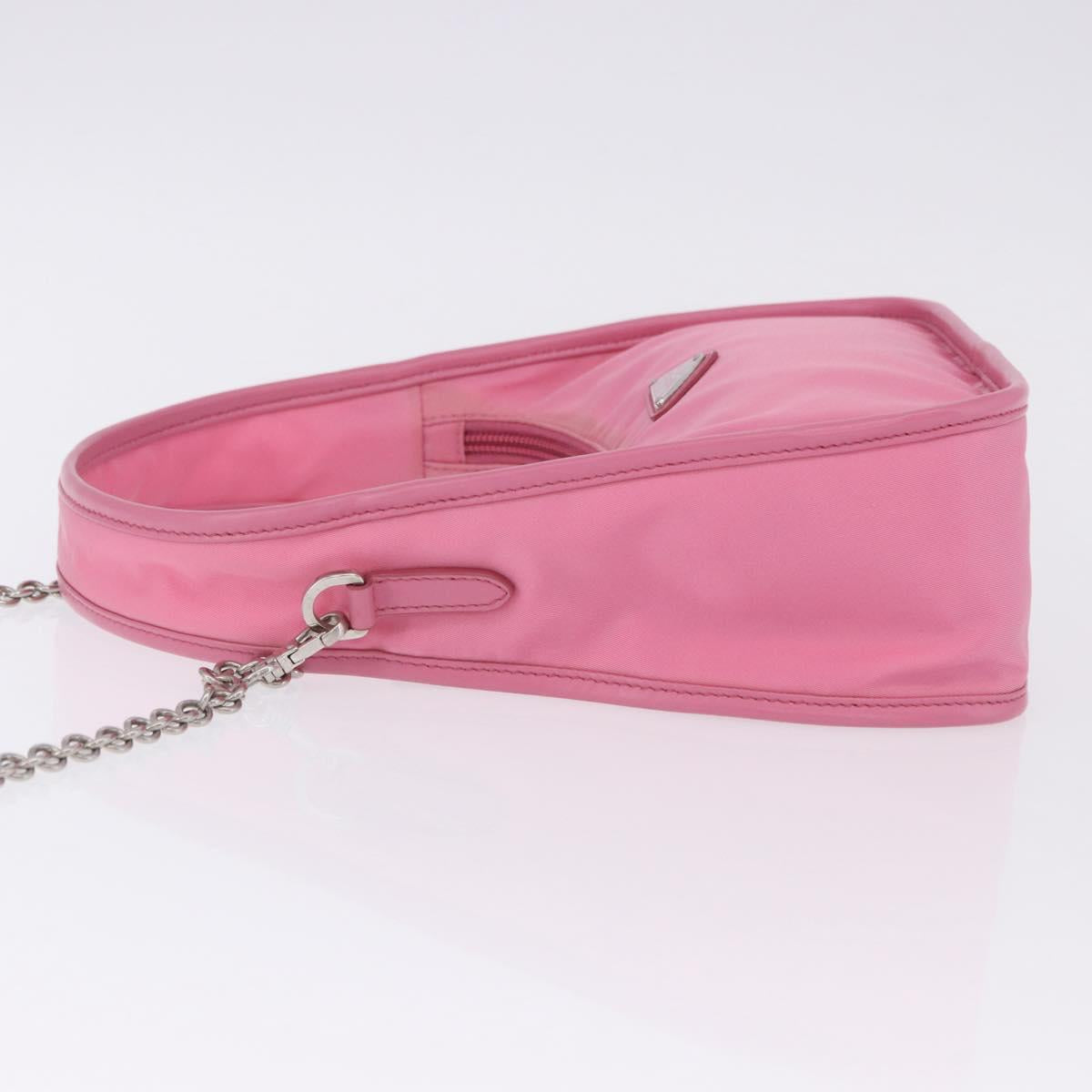 PRADA Hand Bag Nylon Pink Silver Auth 204035V