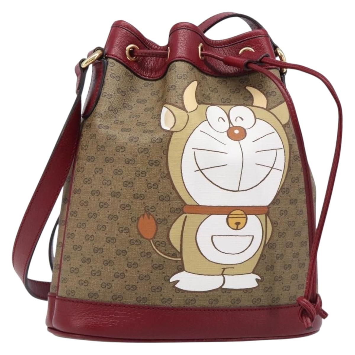 GUCCI Micro GG Supreme x Doraemon Fujiko Pro Bag PVC Beige 655597 Auth 204039SM