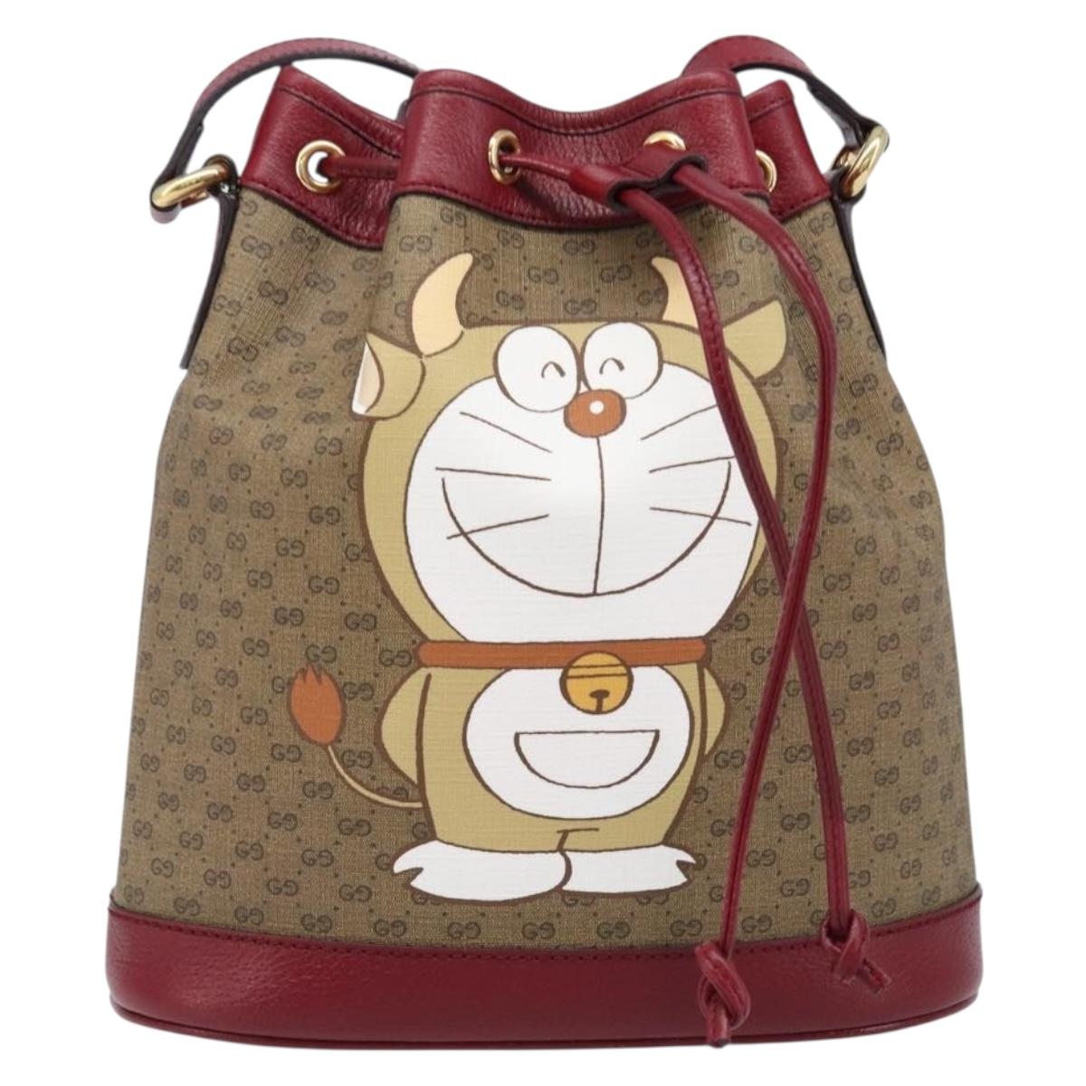 GUCCI Micro GG Supreme x Doraemon Fujiko Pro Bag PVC Beige 655597 Auth 204039SM