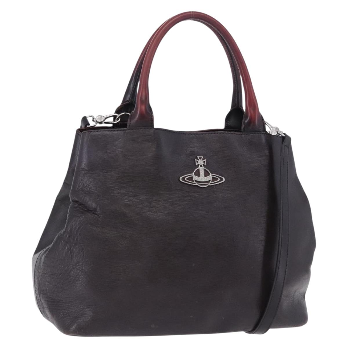 Vivienne Westwood Tote Bag Leather 2way Black Silver Auth 204042