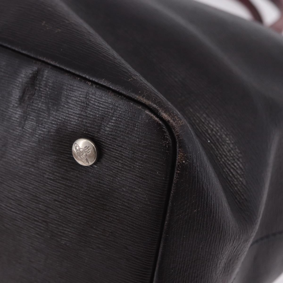 Vivienne Westwood Tote Bag Leather 2way Black Silver Auth 204042