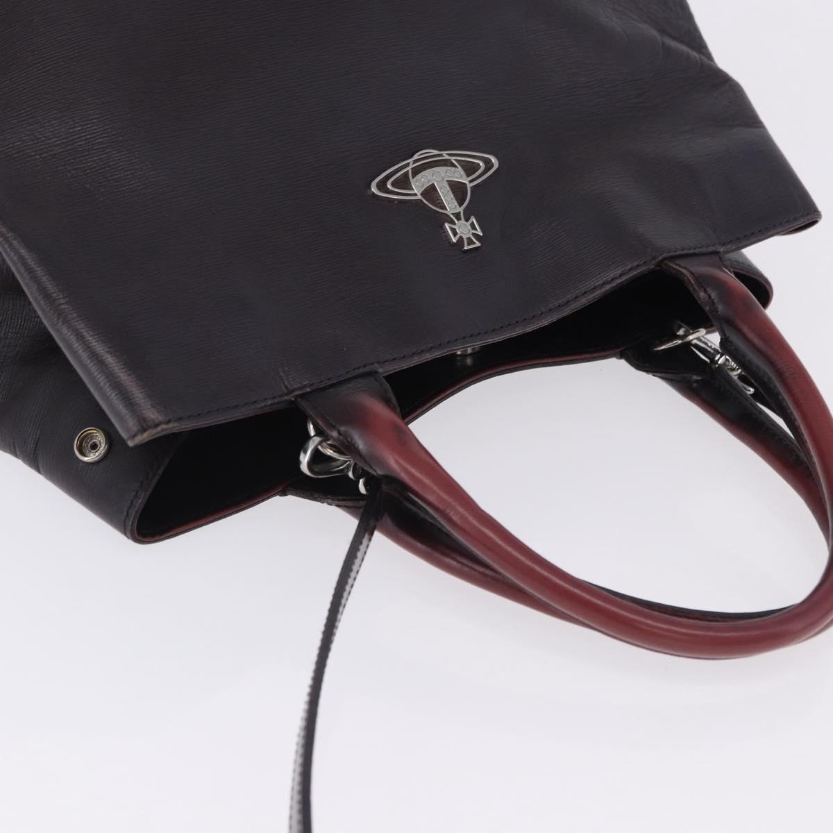 Vivienne Westwood Tote Bag Leather 2way Black Silver Auth 204042