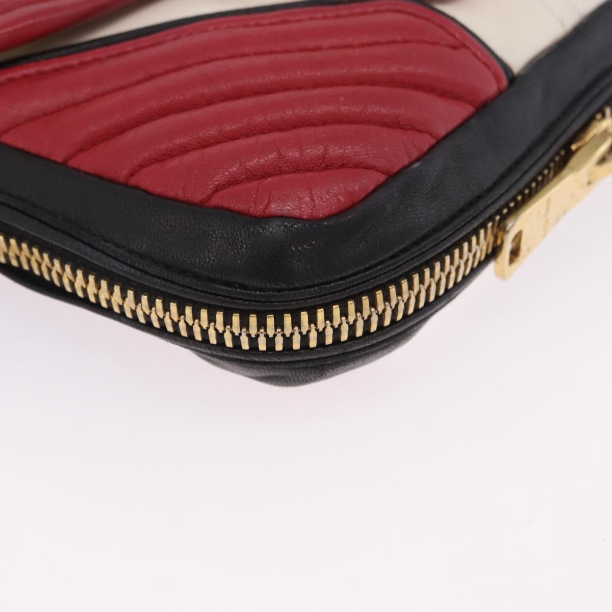 Miu Miu Biker Shoulder Bag Leather Red Gold Auth 204043A