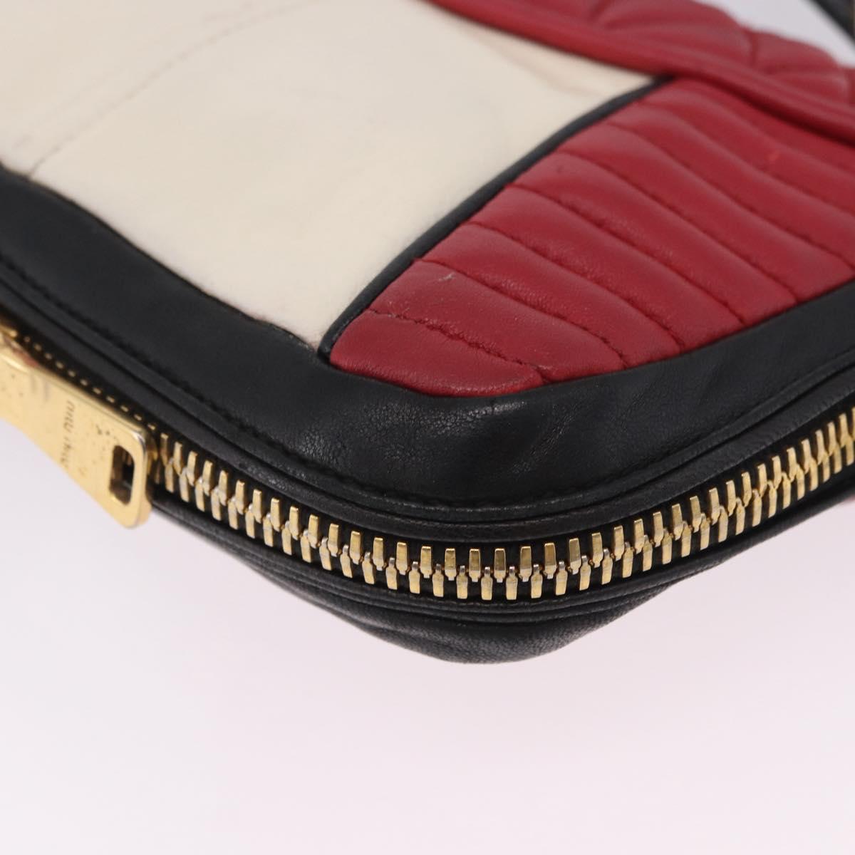 Miu Miu Biker Shoulder Bag Leather Red Gold Auth 204043A