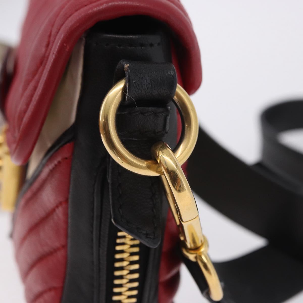 Miu Miu Biker Shoulder Bag Leather Red Gold Auth 204043A