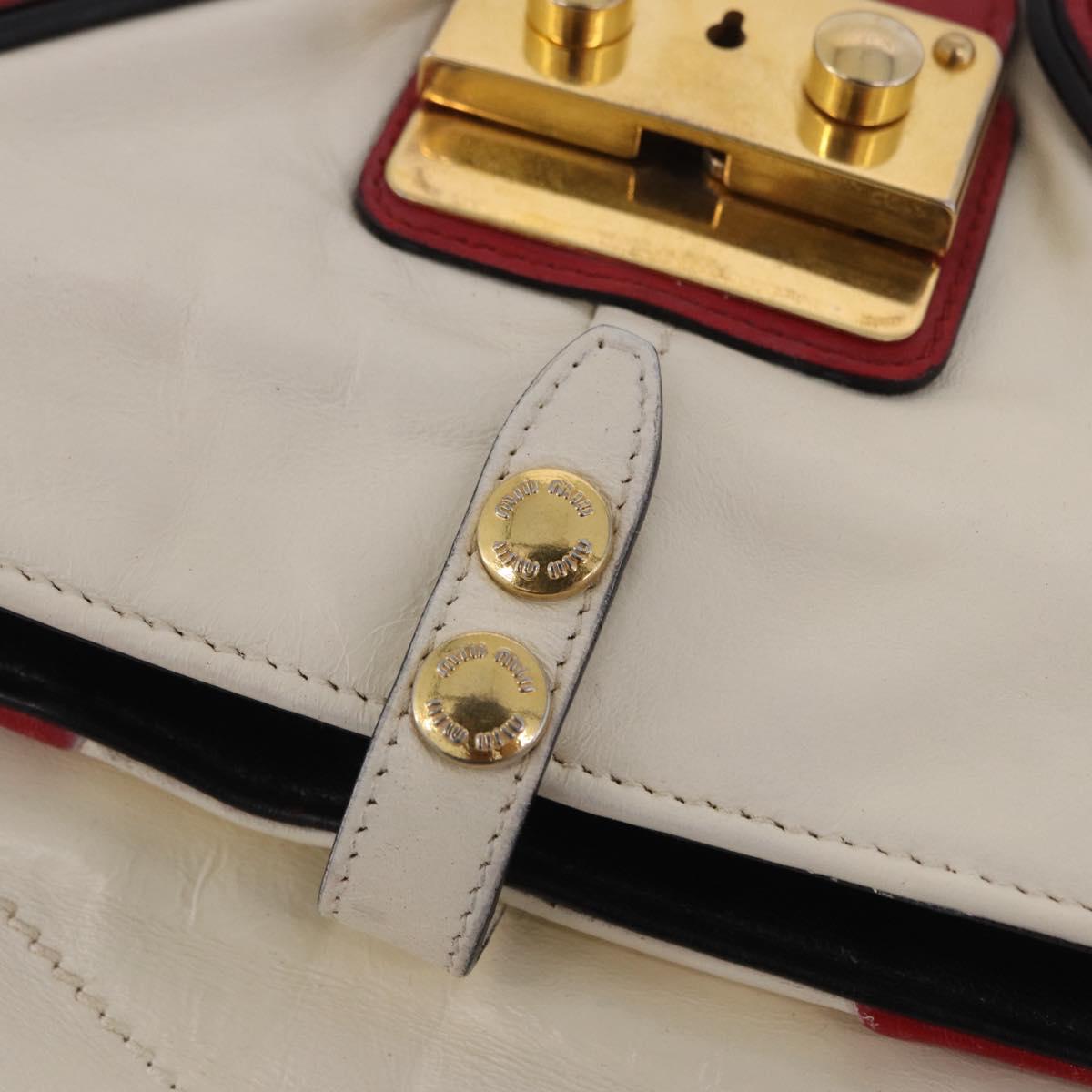 Miu Miu Biker Shoulder Bag Leather Red Gold Auth 204043A