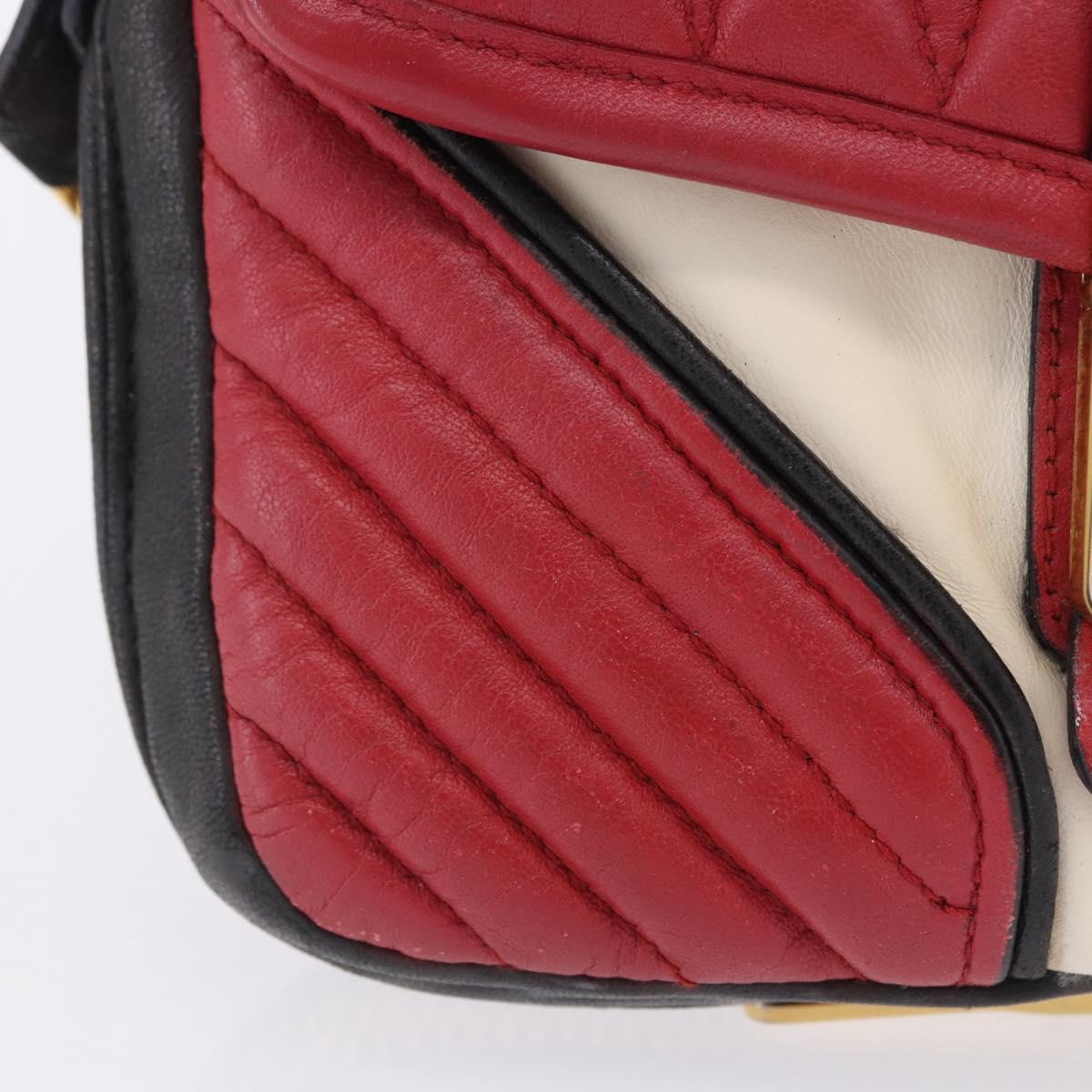 Miu Miu Biker Shoulder Bag Leather Red Gold Auth 204043A