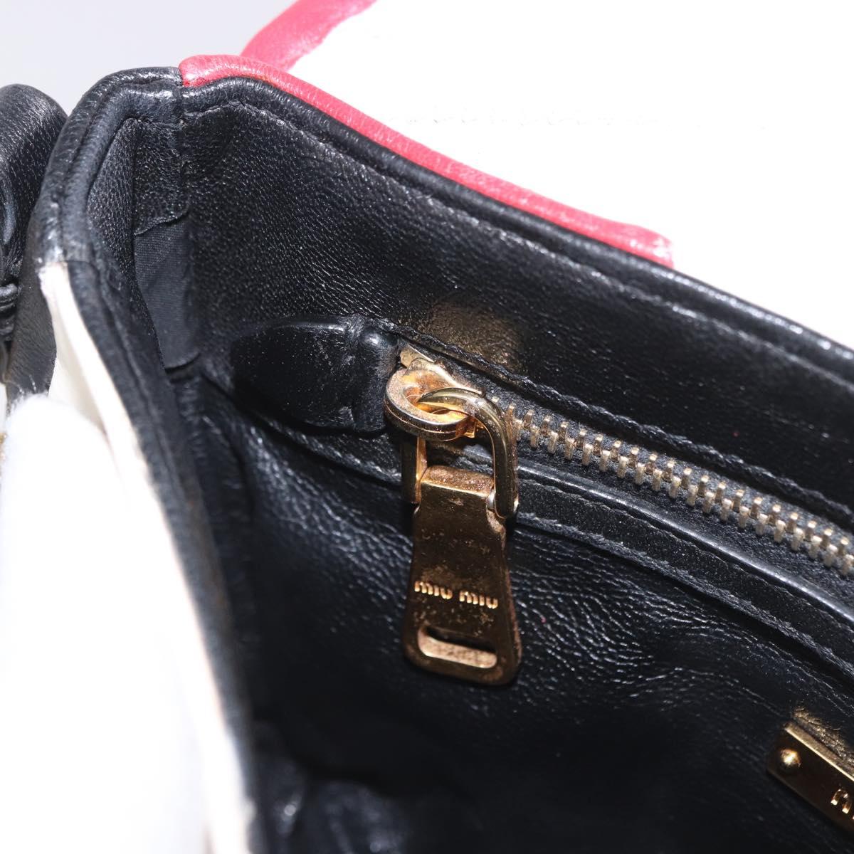 Miu Miu Biker Shoulder Bag Leather Red Gold Auth 204043A