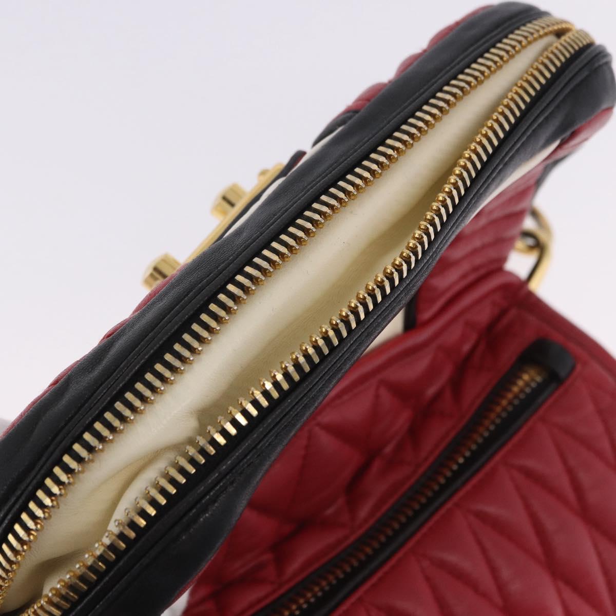 Miu Miu Biker Shoulder Bag Leather Red Gold Auth 204043A