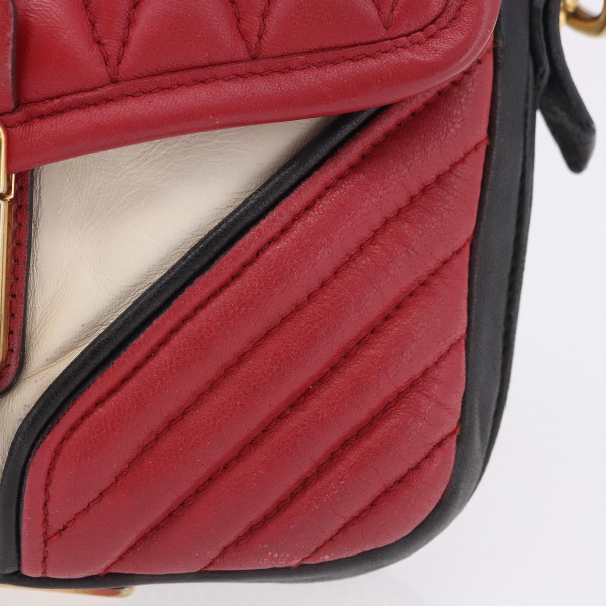 Miu Miu Biker Shoulder Bag Leather Red Gold Auth 204043A