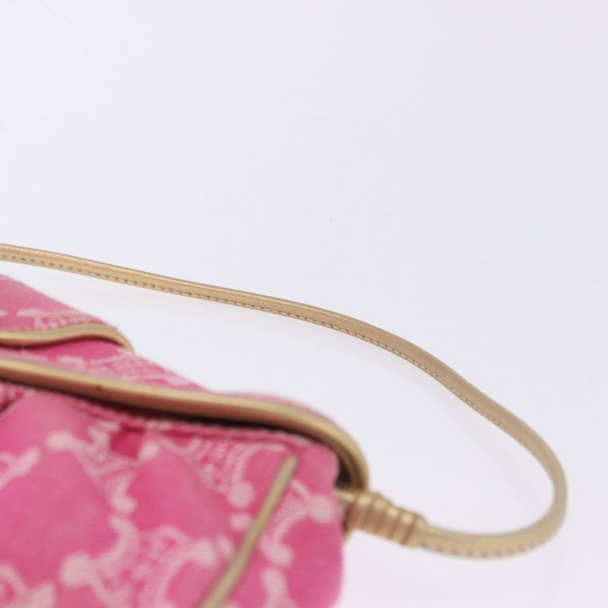 CELINE Paris Macadam Canvas Shoulder Bag Denim Pink Gold Auth 204045A
