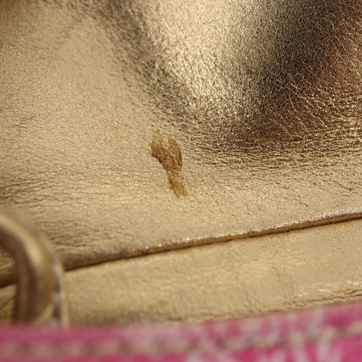 CELINE Paris Macadam Canvas Shoulder Bag Denim Pink Gold Auth 204045A