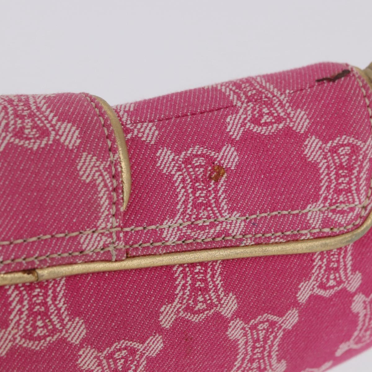 CELINE Paris Macadam Canvas Shoulder Bag Denim Pink Gold Auth 204045A