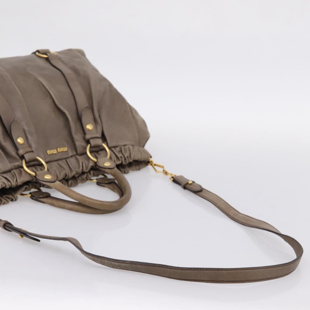 Miu Miu Tote Bag Vitter Lux 2way Beige Gold Auth 204047A