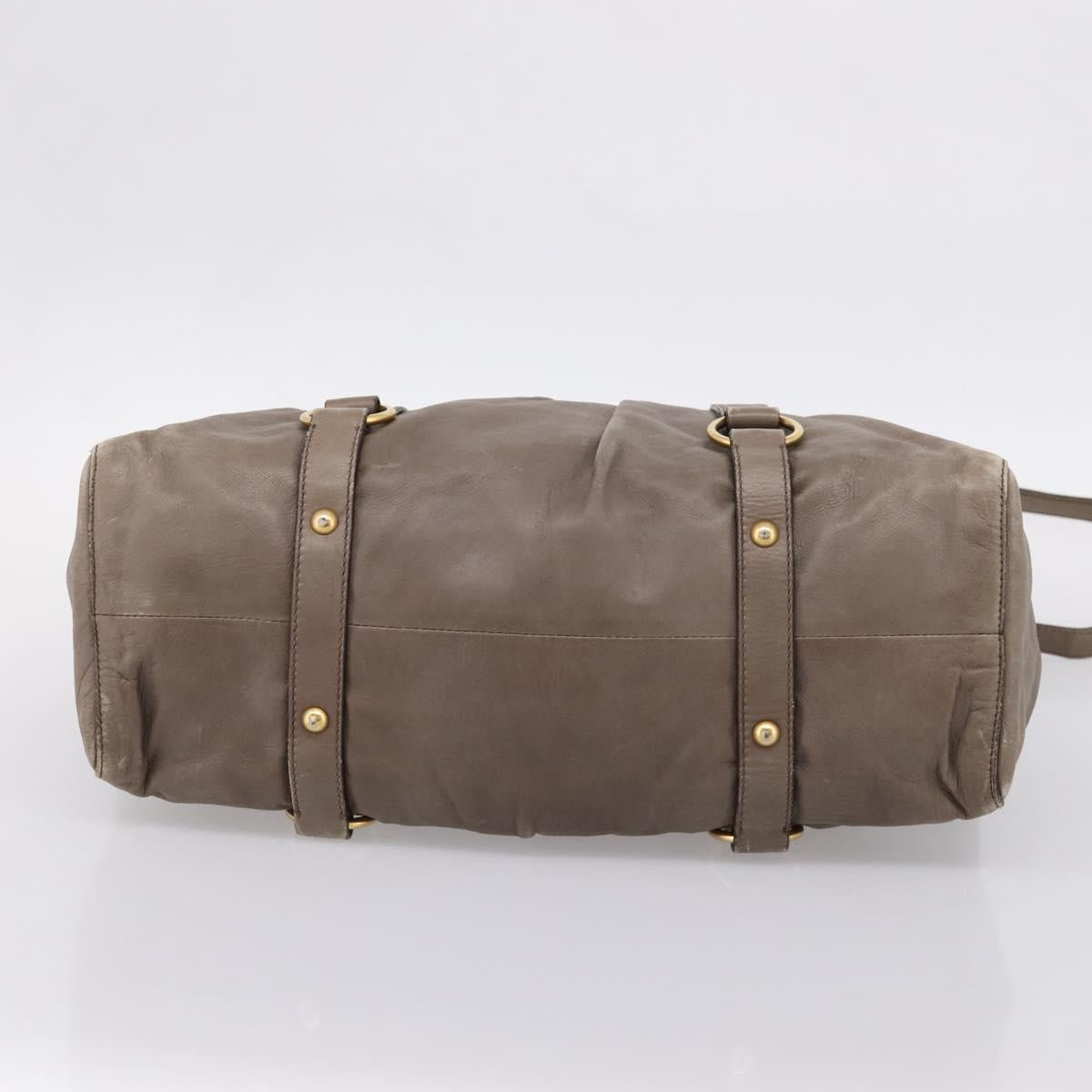 Miu Miu Tote Bag Vitter Lux 2way Beige Gold Auth 204047A