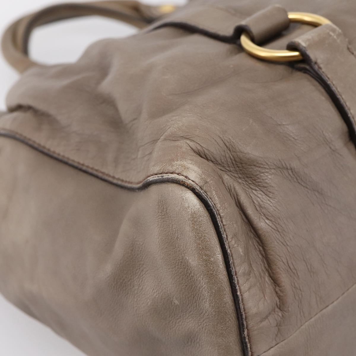 Miu Miu Tote Bag Vitter Lux 2way Beige Gold Auth 204047A
