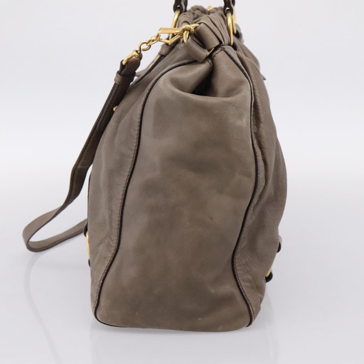 Miu Miu Tote Bag Vitter Lux 2way Beige Gold Auth 204047A