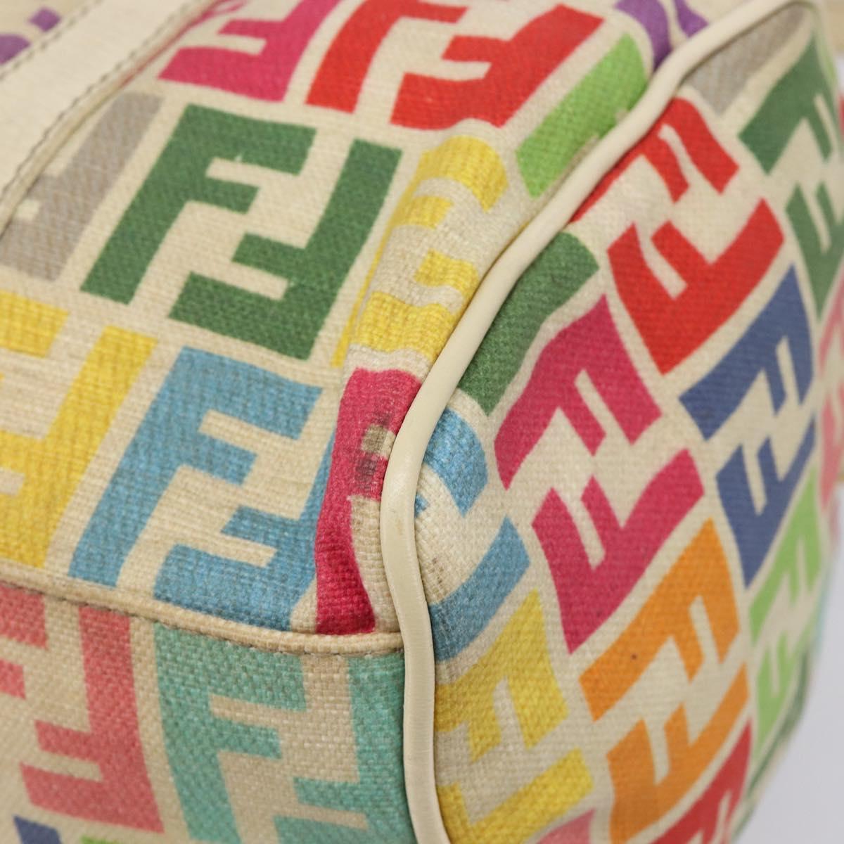 FENDI Zucca Canvas Hand Bag 2way Multicolor Gold Auth 204048A