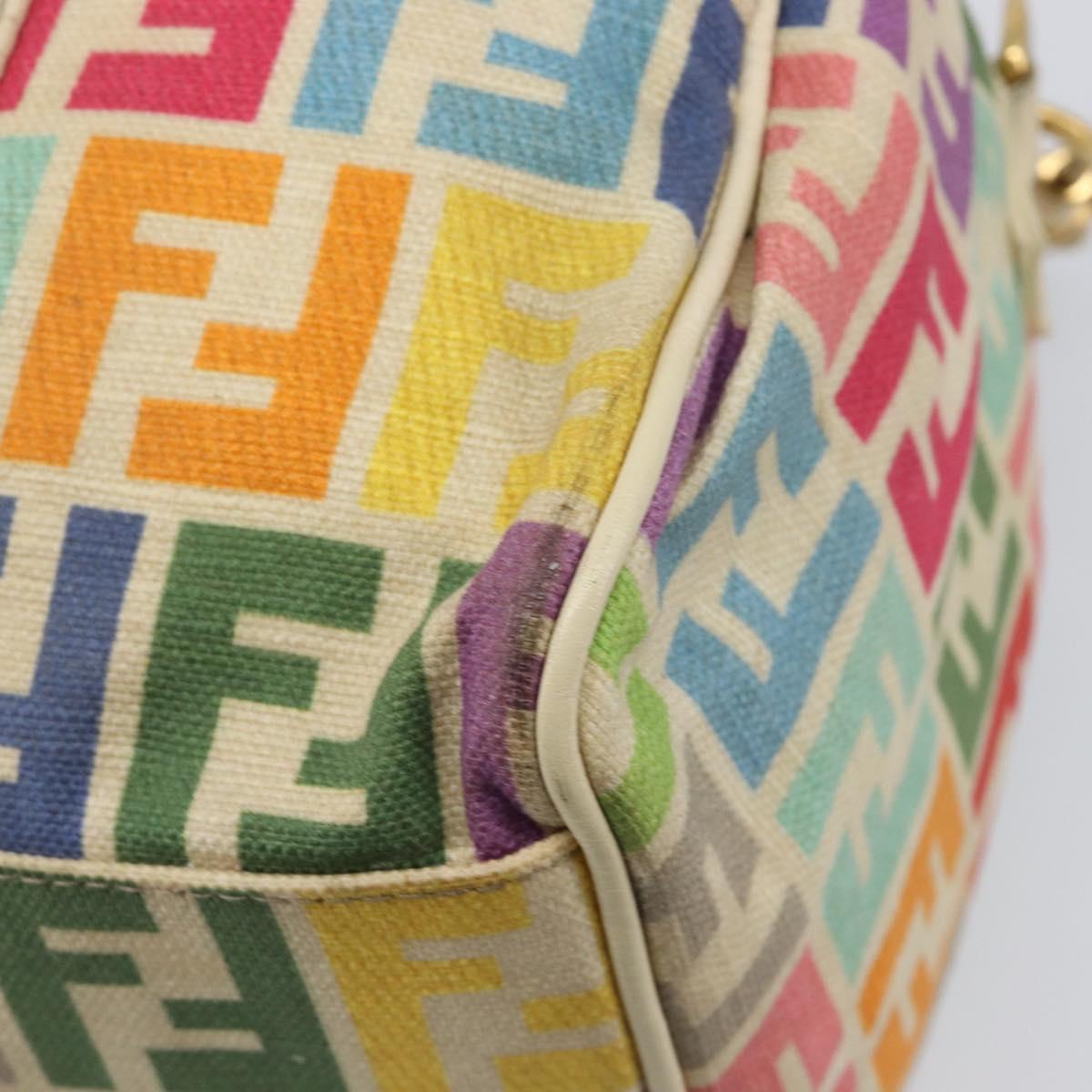 FENDI Zucca Canvas Hand Bag 2way Multicolor Gold Auth 204048A