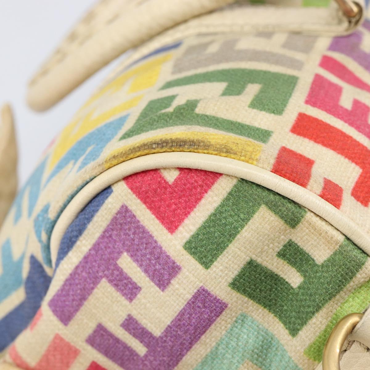 FENDI Zucca Canvas Hand Bag 2way Multicolor Gold Auth 204048A