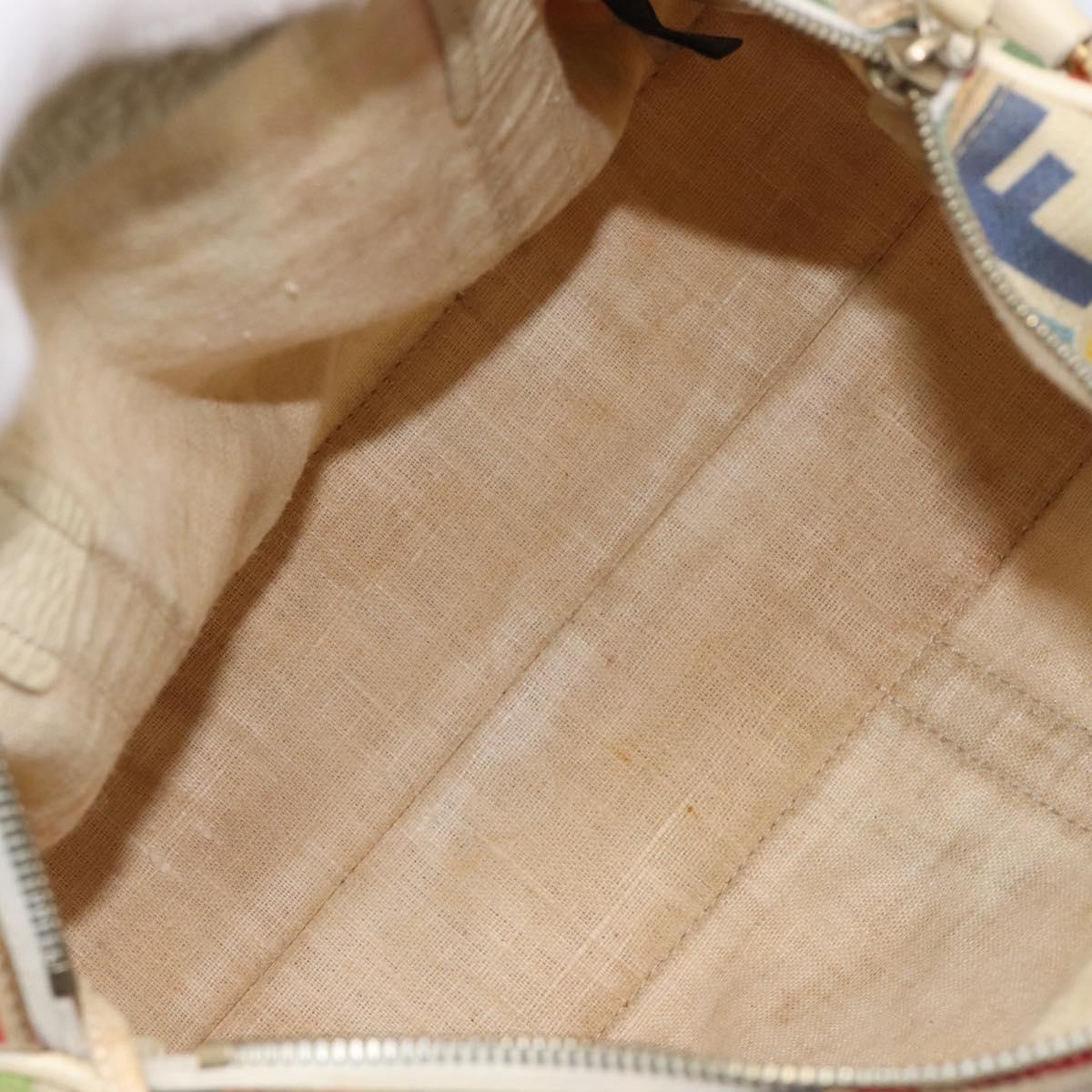 FENDI Zucca Canvas Hand Bag 2way Multicolor Gold Auth 204048A