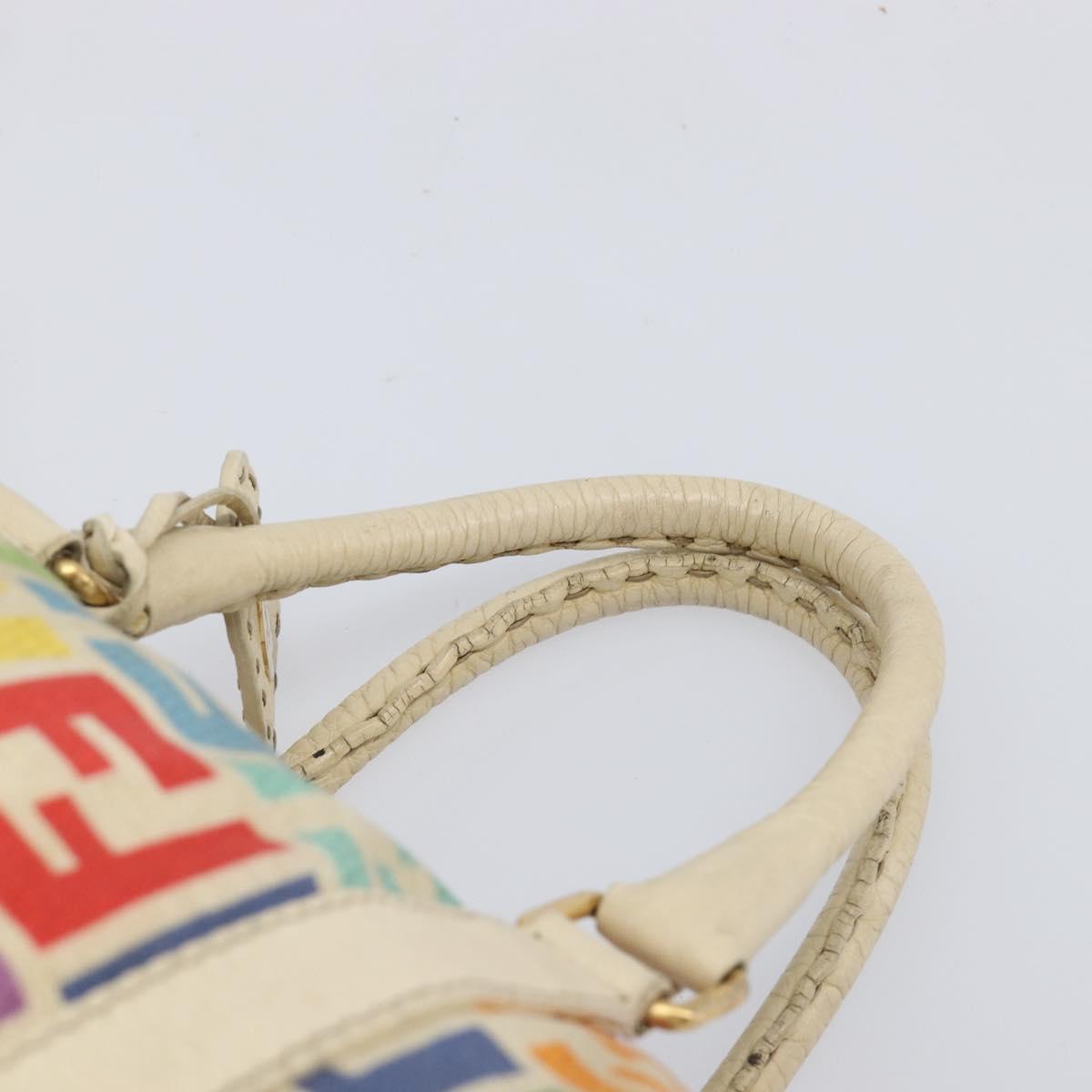 FENDI Zucca Canvas Hand Bag 2way Multicolor Gold Auth 204048A
