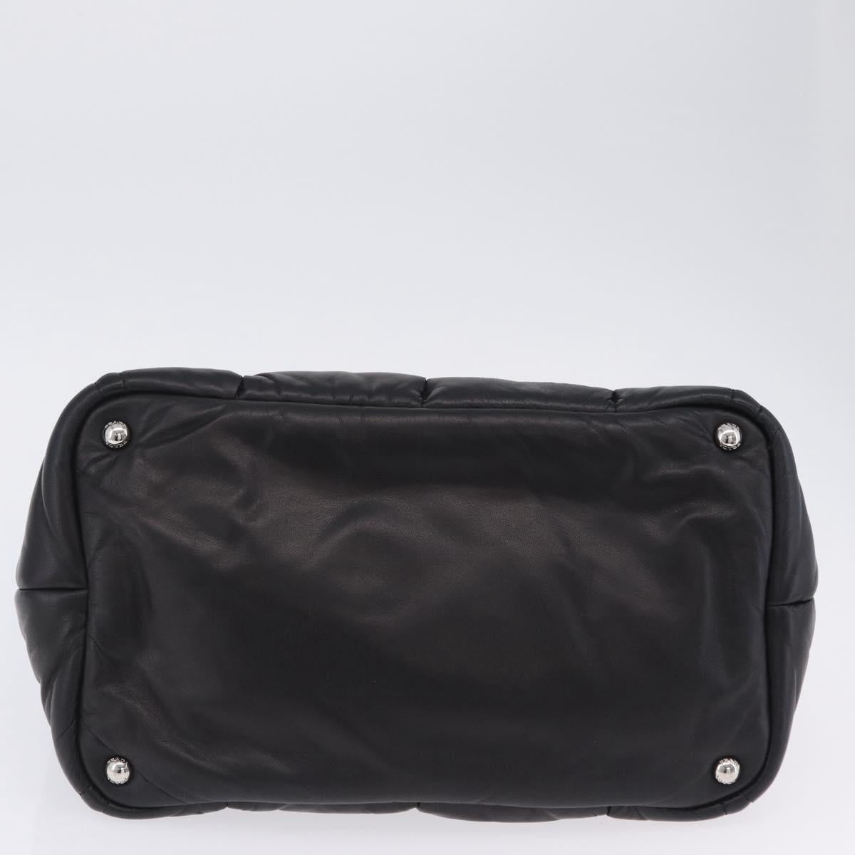 PRADA Nappa Bomber Tote Bag Leather 2way Black Silver Auth 204049M
